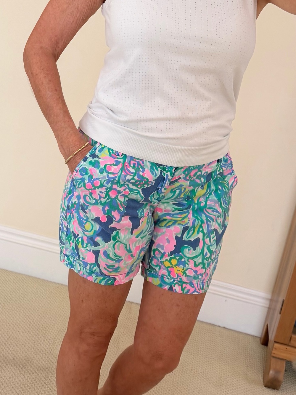 Lilly Pulitzer Colorful Floral Pattern Shorts in Pink, Blue & Green